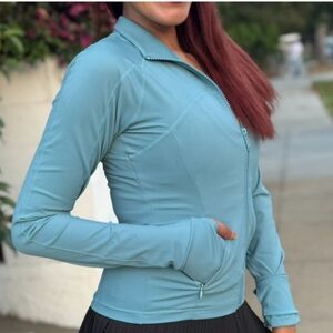OTOS Activewear Jacket Full Zip Thumbhole Halter Neck Stretchy Pockets Aqua XL